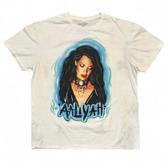Aaliyah Other - Aaliyah Graphic T-Shirt Men's Size Large White Short Sleeve Casual R&B Princess